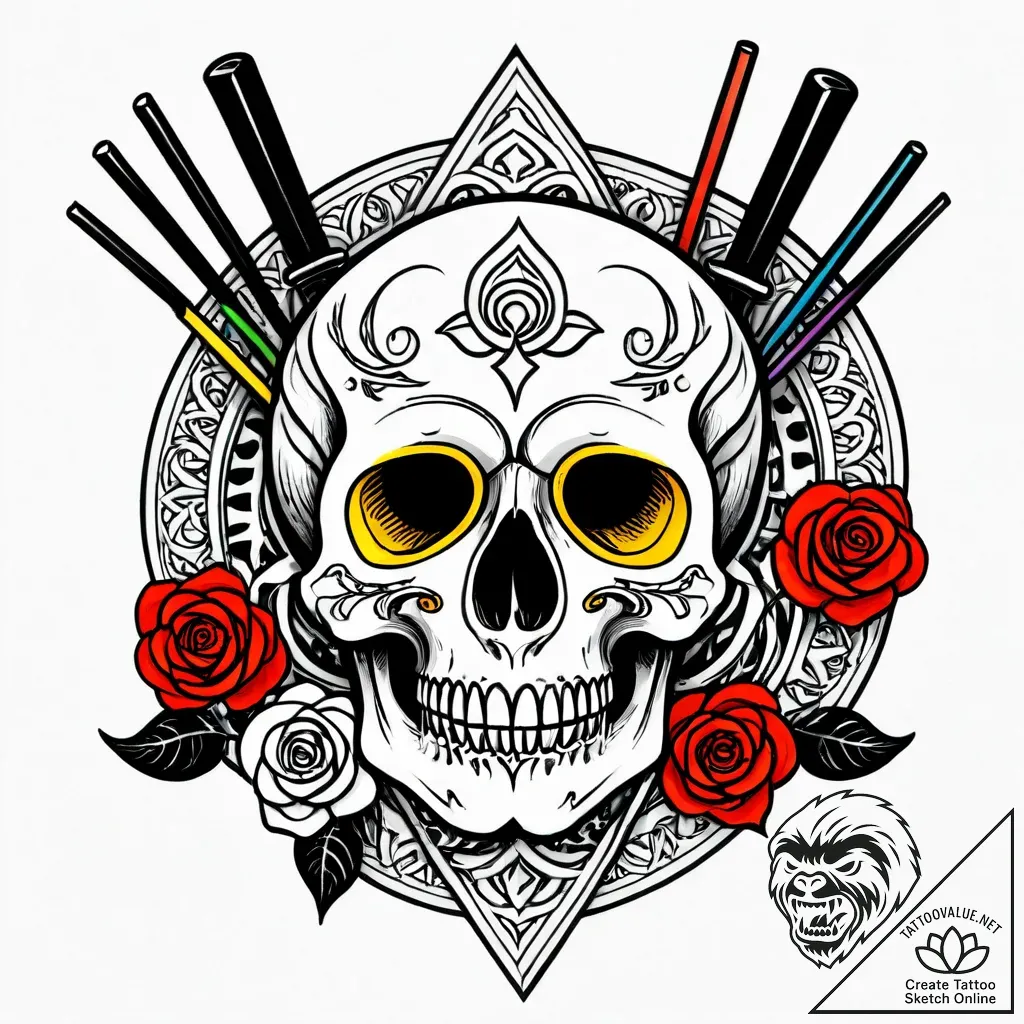 Tattoo sketch, po eating noodles with chopsti... - style Jagger Old - tattoo sketch (23.11.2025 21:45)