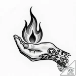 Tattoo sketch a hand protecting a flame, symb… – style Flux Inscriptions – tattoo sketch (23.11.2025 22:05)
