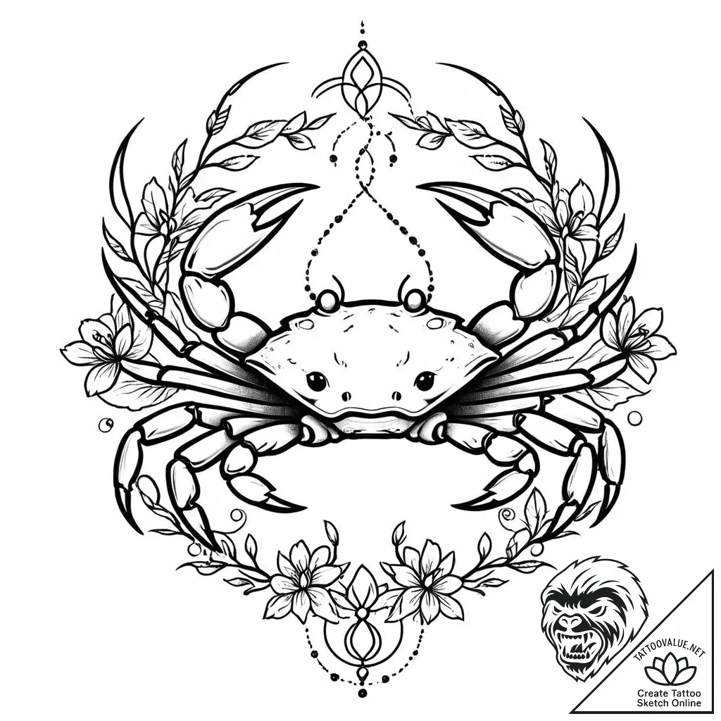 Tattoo design a cancer crab as a guardian of... - style Jaeger Mini - tattoo sketch (23.11.2025 22:27)