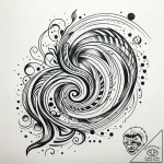 Tattoo sketch, abstract flowing musical theme… – style Jaeger Simple – tattoo sketch (23.11.2025 22:36)