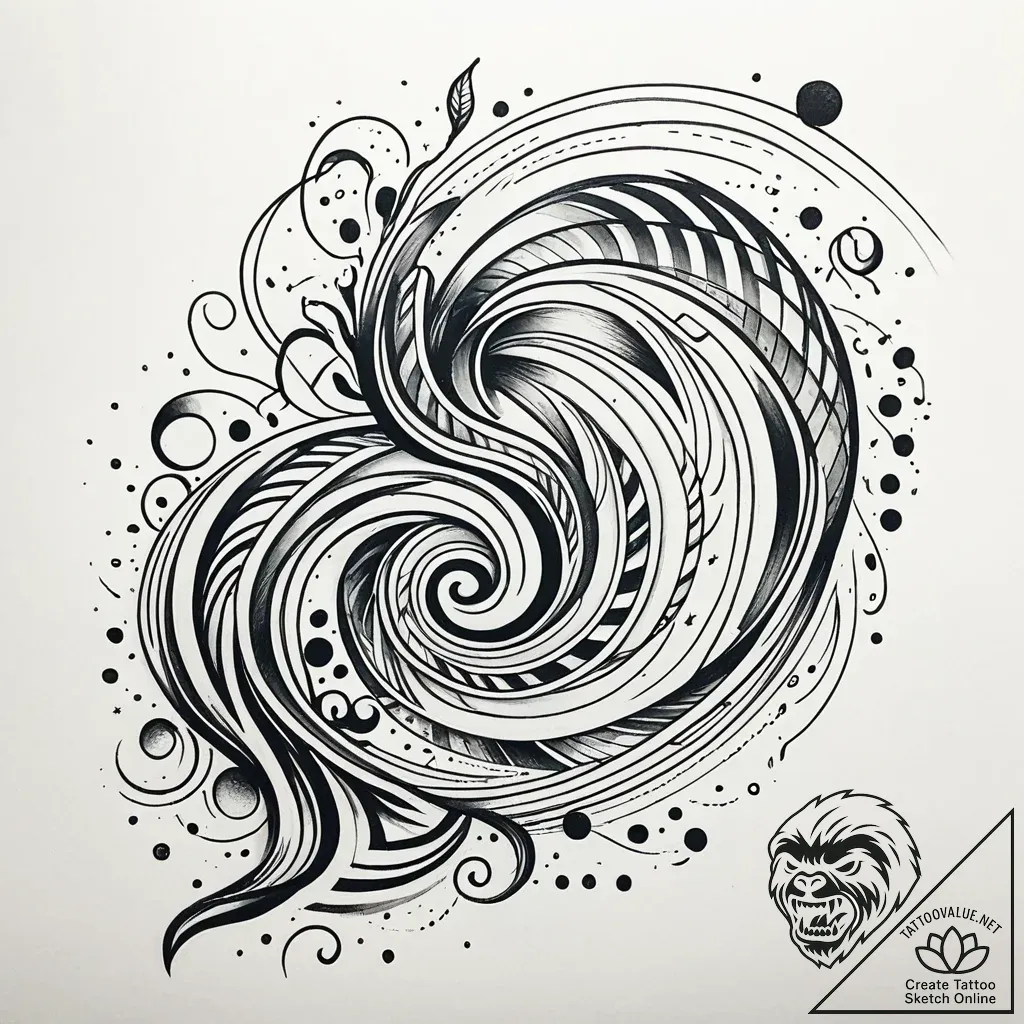 Tattoo sketch, abstract flowing musical theme... - style Jaeger Simple - tattoo sketch (23.11.2025 22:36)