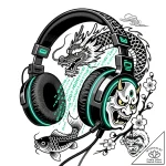 Tat tattoo sketch, professional gamer’s heads… – style Flux Inscriptions – tattoo sketch (23.11.2025 23:10)