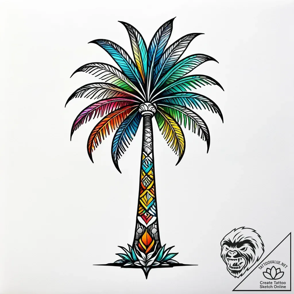 пальма, concept art for tattoo, dotwork tatto... - style Jagger Old - tattoo sketch (23.11.2025 23:19)