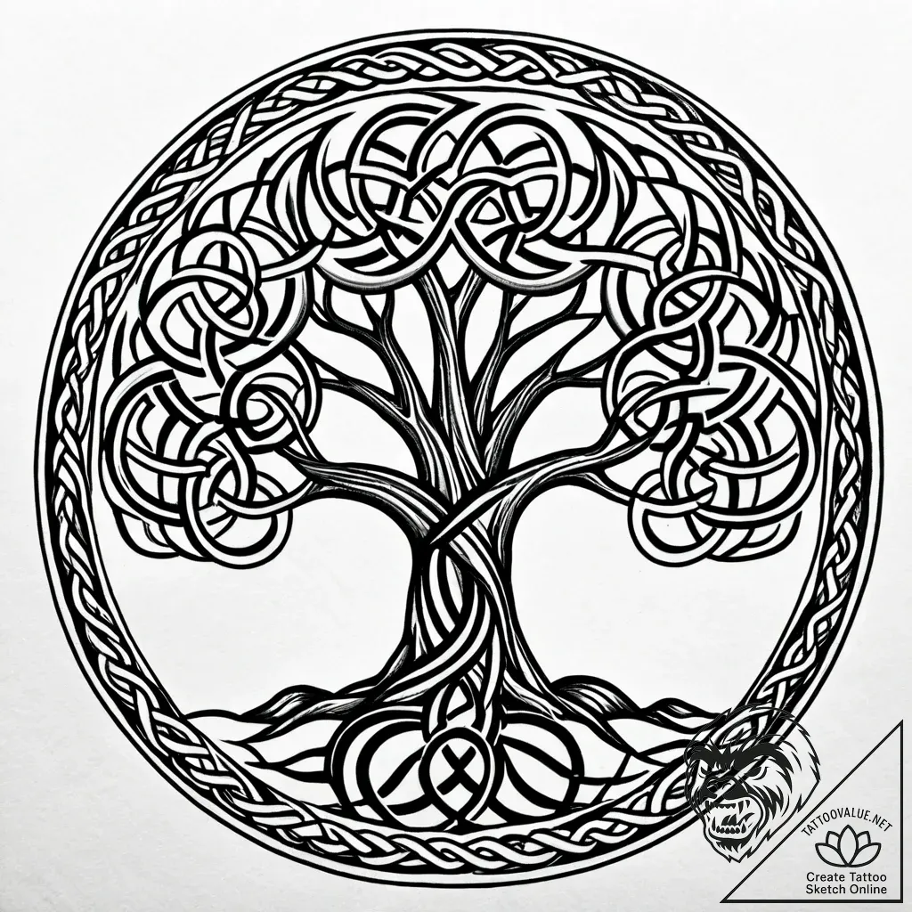 Tat tattoo sketch, celtic spiral knots weavin... - style Jaeger Simple - tattoo sketch (23.11.2025 23:24)