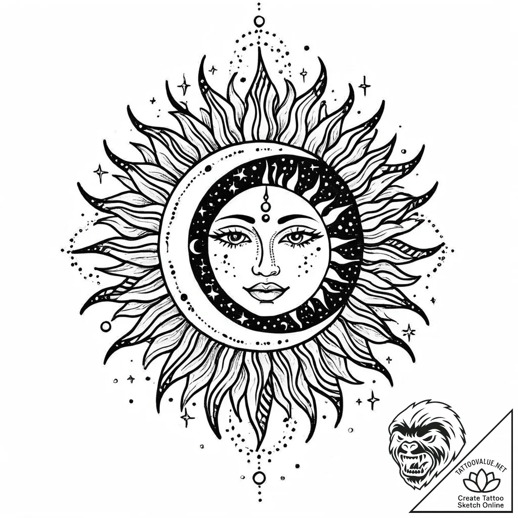 Tattoo sketch a minimalist sun or moon., tatt... - style Jaeger Mini - tattoo sketch (23.11.2025 23:27)