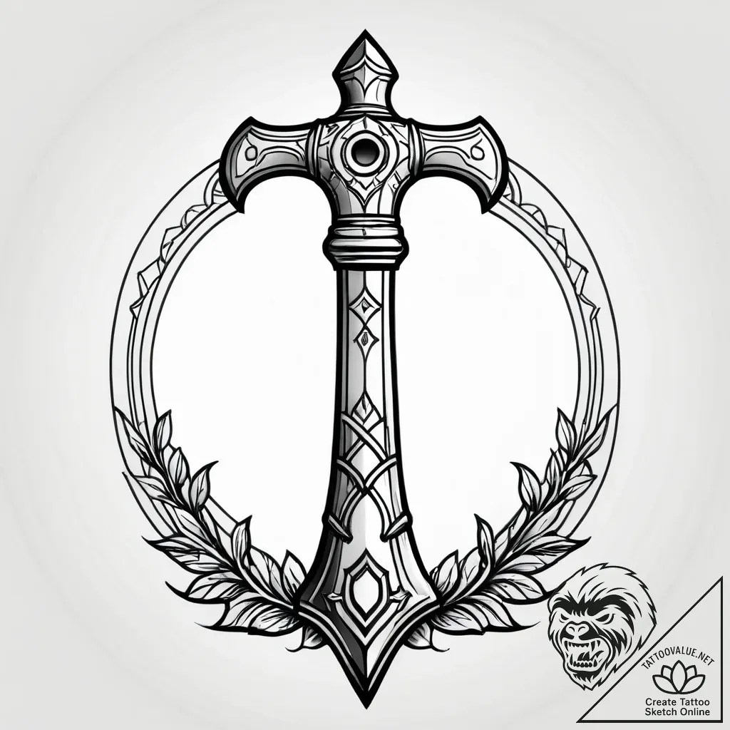 Tattoo design a powerful and simple hammer ou... - style Jagger Old - tattoo sketch (23.11.2025 23:43)