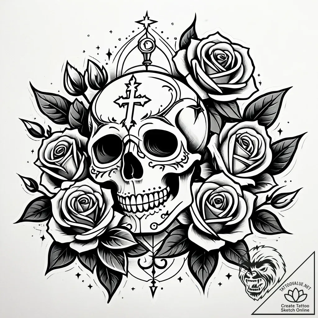 триксель, tattoo flash sheet design, on a cle... - style Jaeger Simple - tattoo sketch (24.11.2025 00:01)