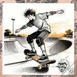 A teenager skateboarding at a skate park duri… – style Flux Inscriptions – tattoo sketch (24.11.2025 00:10)