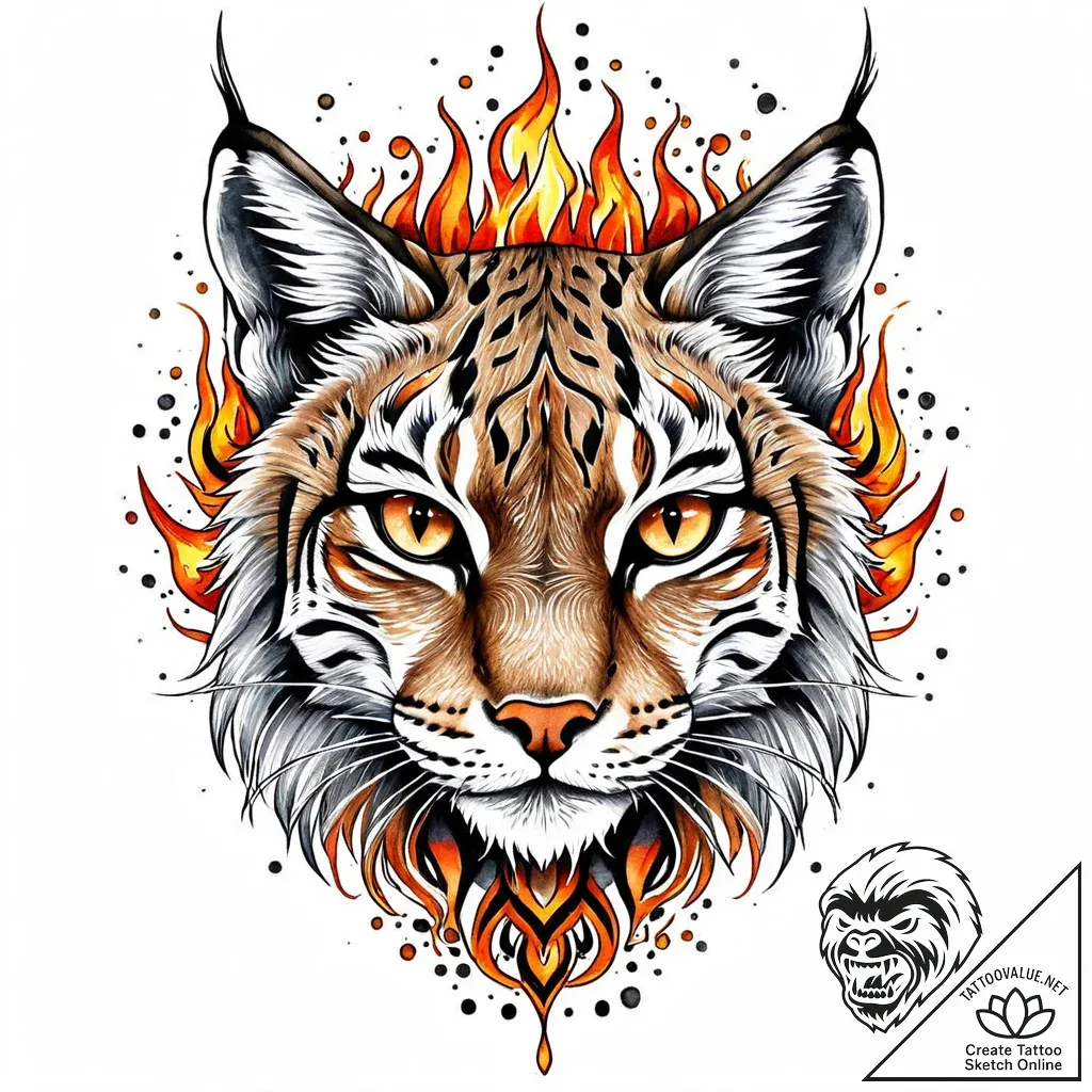 Lynx eyes burning in mist, ink illustration f... - style Jaeger Mini - tattoo sketch (24.11.2025 00:15)
