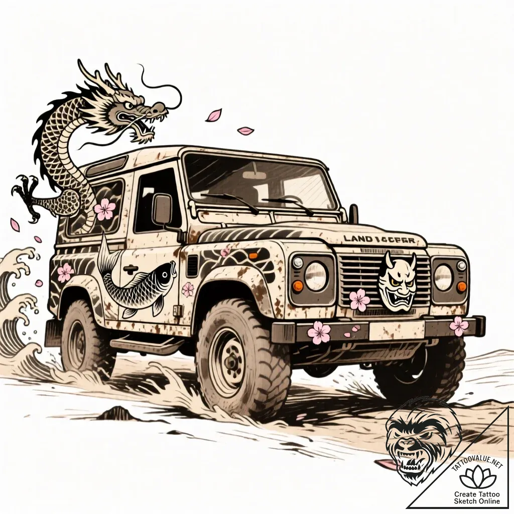 Land rover defender, rugged and classic, on a... - style Flux Inscriptions - tattoo sketch (24.11.2025 00:22)