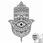 Tattoo design a hamsa hand with an added masc… – style Jaeger Mini – tattoo sketch (24.11.2025 00:27)