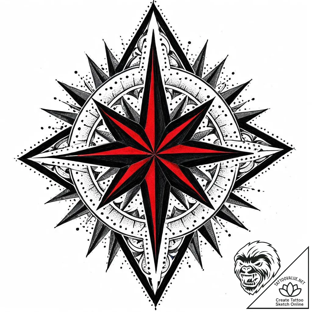 Tattoo sketch a single, glowing "north star"... - style Jaeger Mini - tattoo sketch (24.11.2025 00:40)