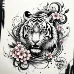 Tattoo sketch, tiger surrounded by swirling s… – style Jaeger Simple – tattoo sketch (24.11.2025 00:48)