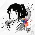 похищенная (spirited away, 2001), tattoo line… – style Flux Inscriptions – tattoo sketch (24.11.2025 00:58)
