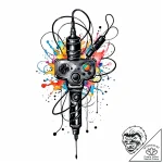 Tattoo sketch a stylized joystick with wires… – style Jaeger Mini – tattoo sketch (24.11.2025 01:04)