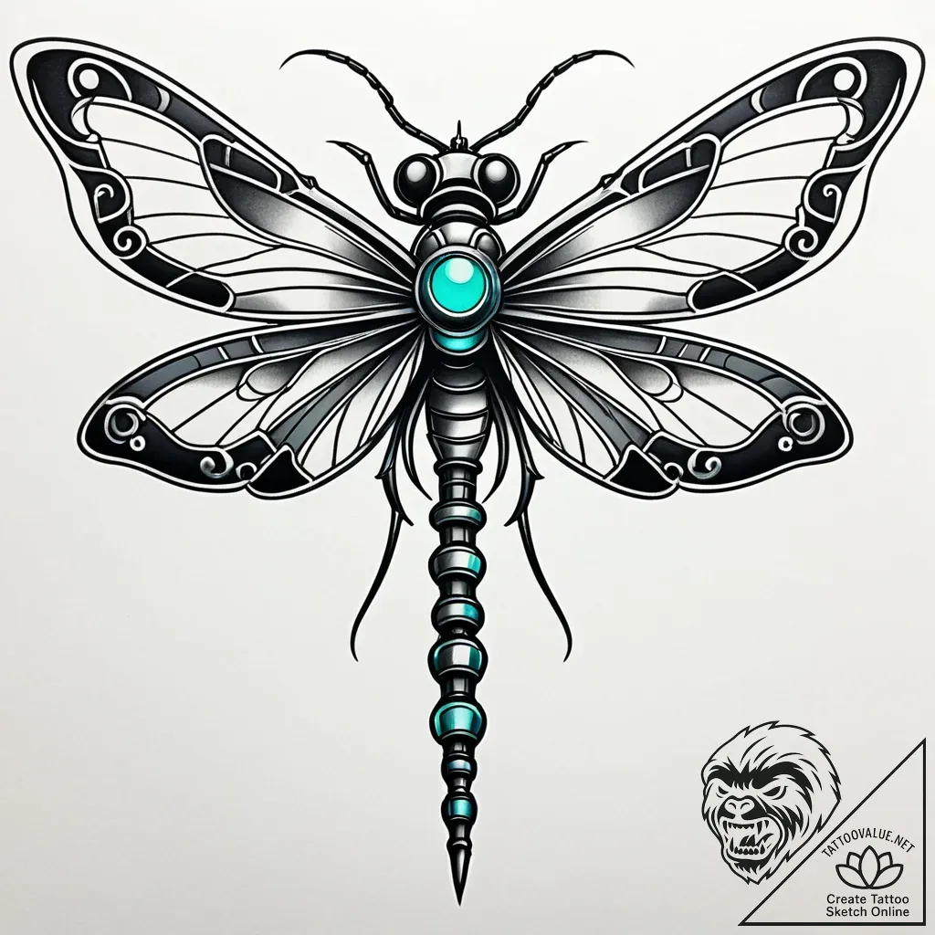 Mechanical dragonfly, tattoo flash sheet desi... - style Jaeger Simple - tattoo sketch (24.11.2025 02:12)