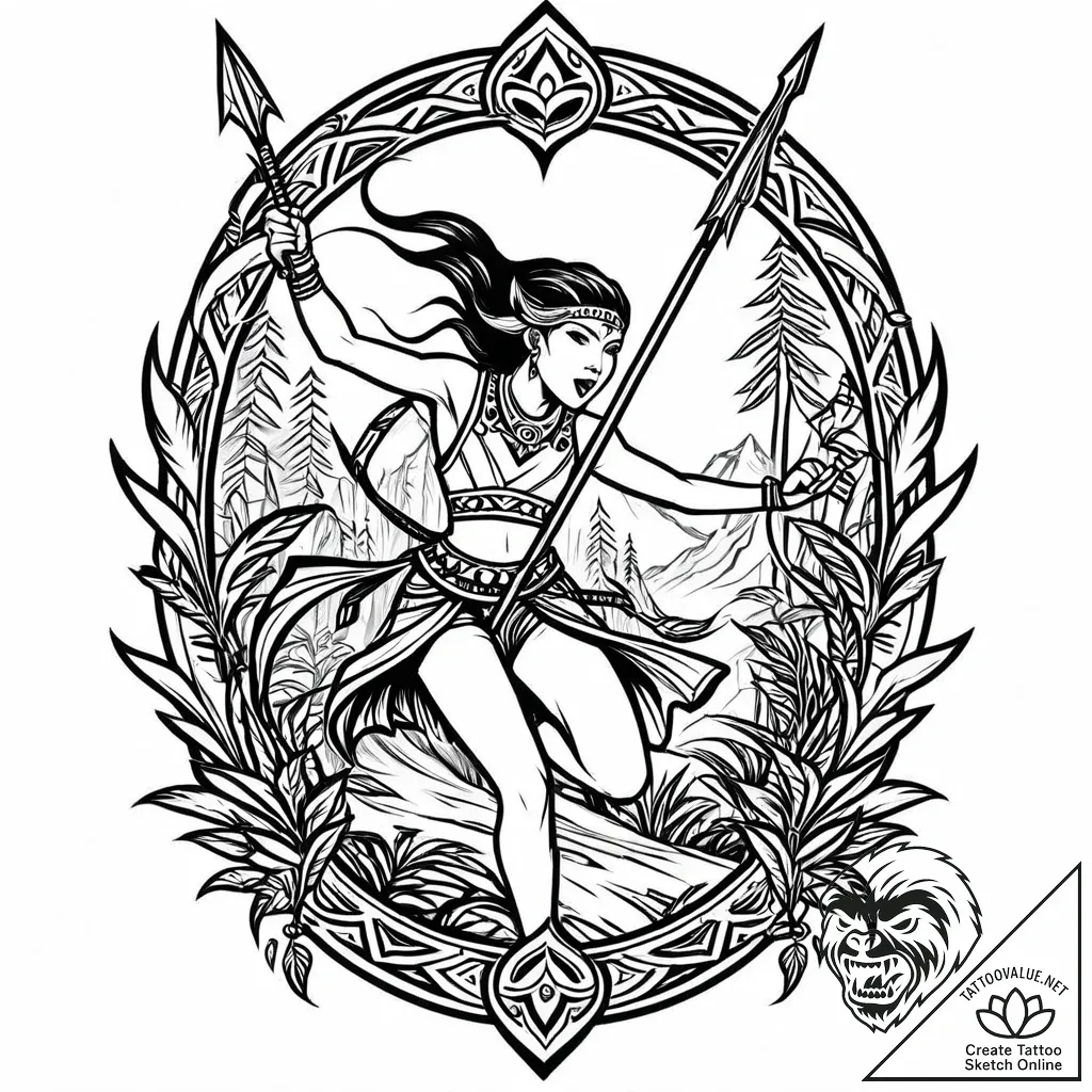 Tattoo sketch, eep running through jungle wit... - style Jaeger Mini - tattoo sketch (24.11.2025 02:15)