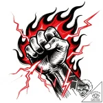 Tattoo sketch, clenched fist surrounded by fl… – style Flux Inscriptions – tattoo sketch (24.11.2025 02:22)