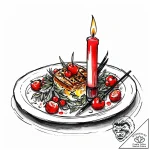 A candlelit dinner for one in a dimly lit roo… – style Jaeger Mini – tattoo sketch (24.11.2025 02:27)