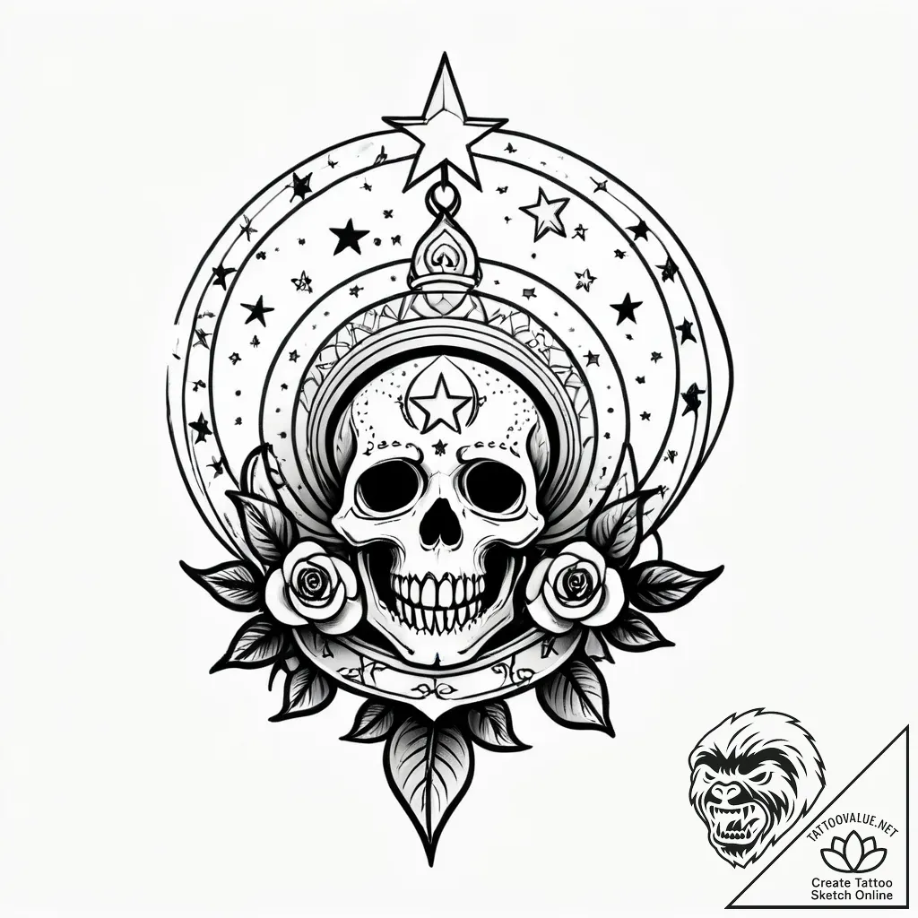 Tattoo design a small, smiling star or moon.,... - style Jagger Old - tattoo sketch (24.11.2025 02:31)