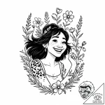 Tattoo sketch, gran crood laughing with wildf… – style Jaeger Mini – tattoo sketch (24.11.2025 02:39)