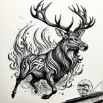 Burning stag racing through void, tattoo sket… – style Jaeger Simple – tattoo sketch (24.11.2025 03:12)