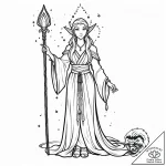 Tat tattoo sketch, elegant elf with pointed e… – style Jaeger Mini – tattoo sketch (24.11.2025 03:15)