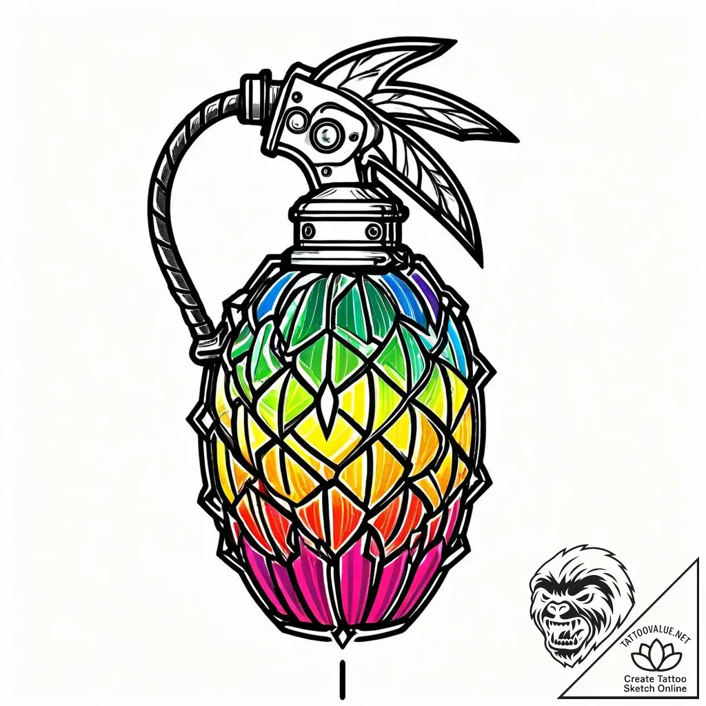 Tattoo design a stylized grenade with subtle... - style Jaeger Mini - tattoo sketch (24.11.2025 03:27)