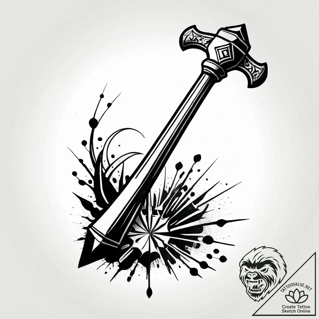 Stonemason's chisel and hammer, ink illustrat... - style Jagger Old - tattoo sketch (24.11.2025 03:31)