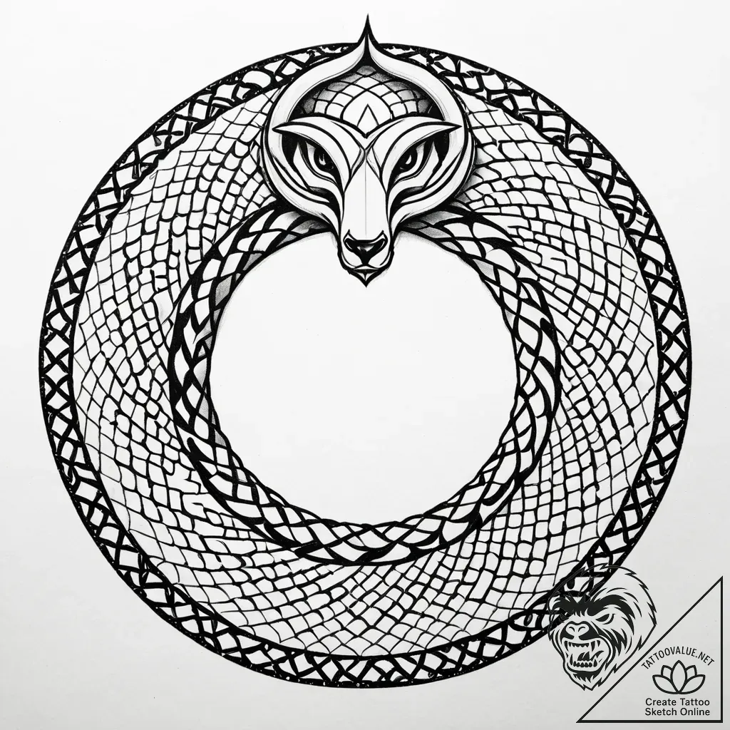 Tattoo sketch a stylized 'ouroboros' for eter... - style Jaeger Simple - tattoo sketch (24.11.2025 03:49)