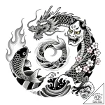 Tat tattoo sketch, elemental magic depiction… – style Flux Inscriptions – tattoo sketch (24.11.2025 03:58)