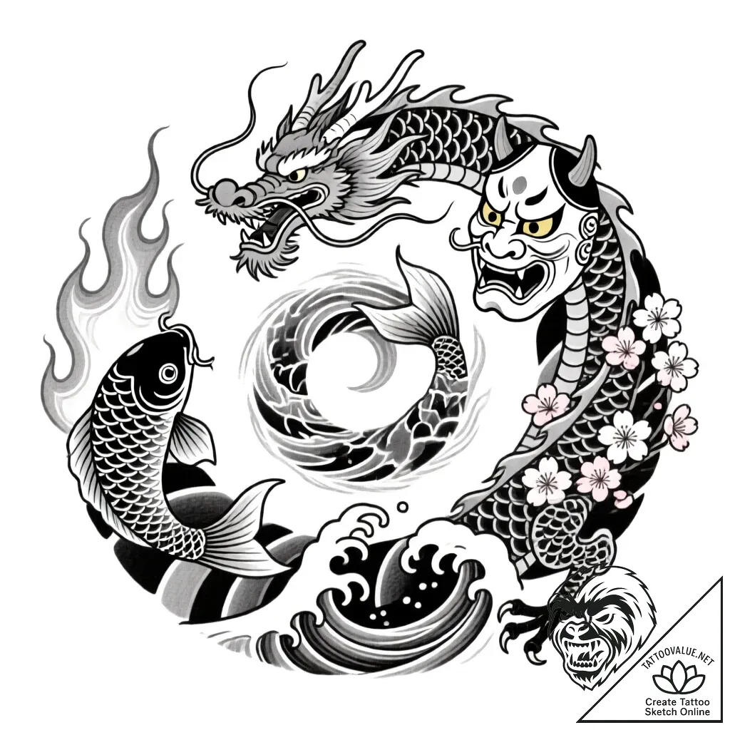 Tat tattoo sketch, elemental magic depiction... - style Flux Inscriptions - tattoo sketch (24.11.2025 03:58)