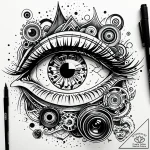 Human eye with a camera shutter iris, tattoo… – style Jaeger Simple – tattoo sketch (24.11.2025 04:01)