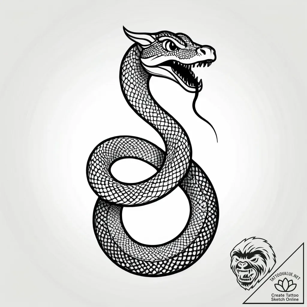 Black root serpent coiling upwards, tattoo li... - style Jagger Old - tattoo sketch (24.11.2025 04:07)