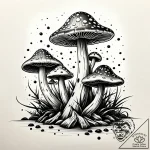 Bioluminescent mushrooms on a log, tattoo ske… – style Jaeger Simple – tattoo sketch (24.11.2025 04:13)
