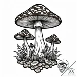 Tattoo design a single, powerful mushroom pus… – style Jaeger Mini – tattoo sketch (24.11.2025 04:16)