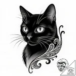 Tattoo sketch a stylized black cat, alluring… – style Flux Inscriptions – tattoo sketch (24.11.2025 04:22)