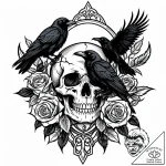 Tattoo sketch, raven perched on cracked skull… – style Jaeger Mini – tattoo sketch (24.11.2025 04:51)