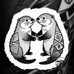 Tattoo design a pair of otters holding hands,… – style Flux Inscriptions – tattoo sketch (24.11.2025 04:58)