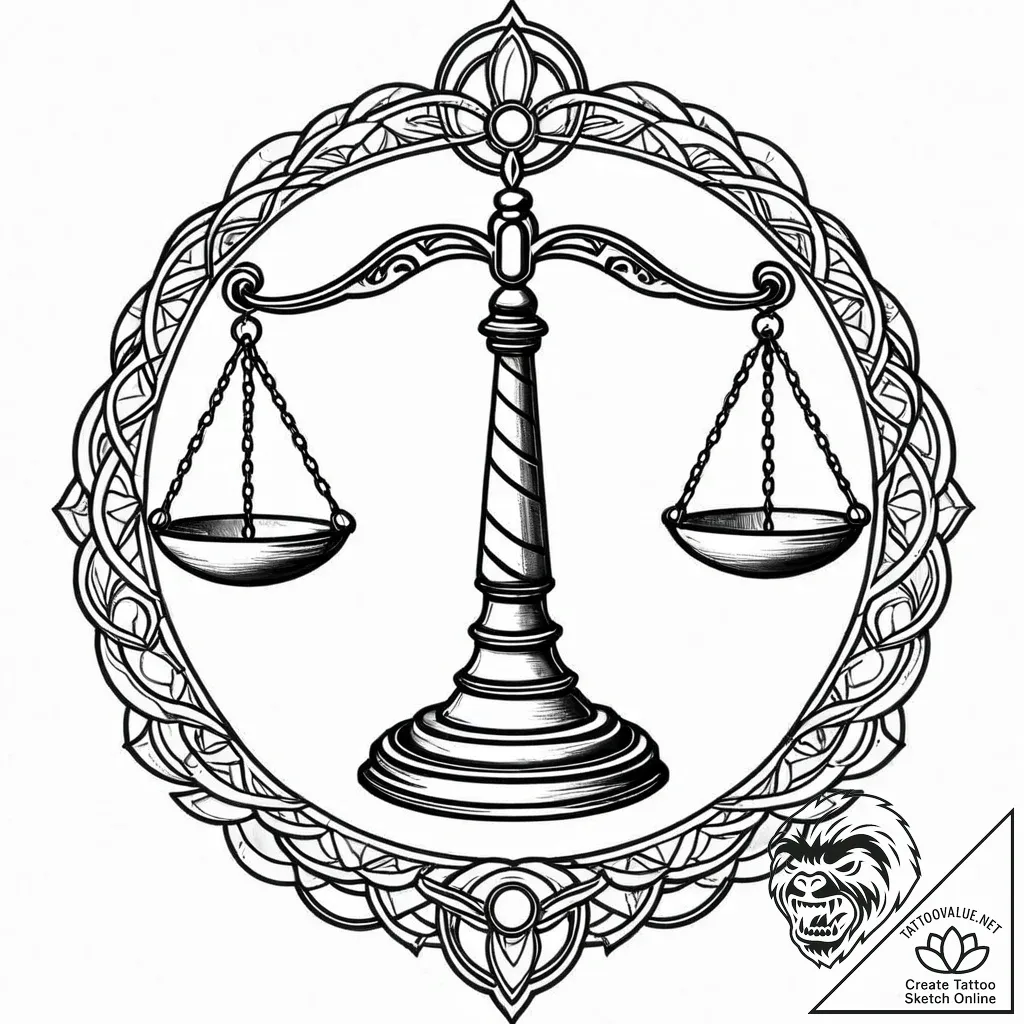 Tattoo sketch libra's scales, one pan realist... - style Jaeger Mini - tattoo sketch (24.11.2025 05:03)