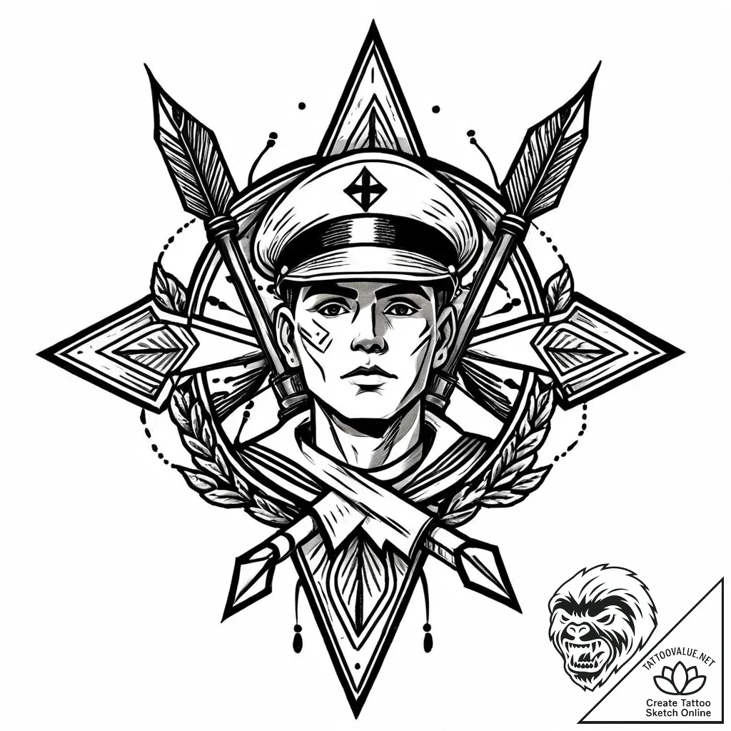 Tattoo design a subtle 'respawn' arrow linewo... - style Jaeger Mini - tattoo sketch (24.11.2025 05:16)