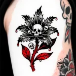 Carnivorous plant with dewdrops like tiny sku… – style Flux Inscriptions – tattoo sketch (24.11.2025 05:22)