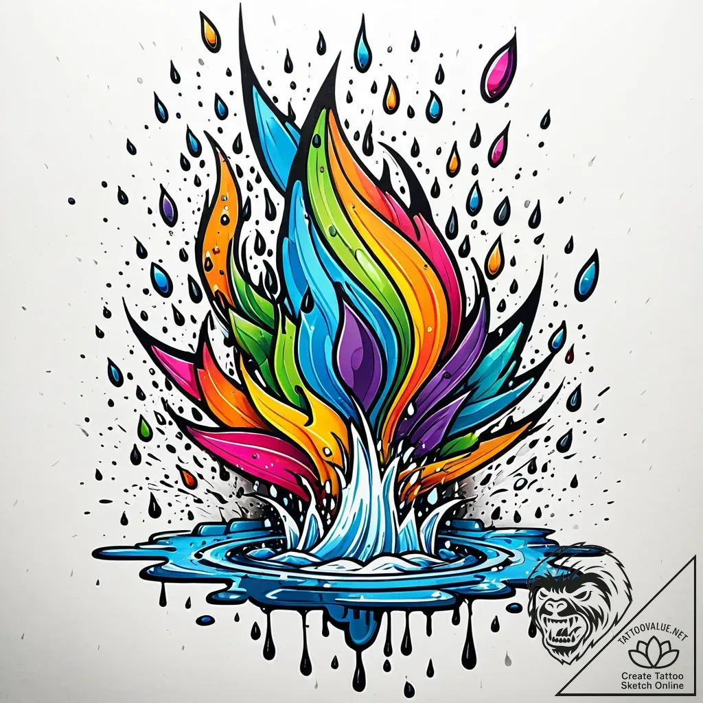 A shot of rain hitting a puddle in slow motio... - style Jaeger Simple - tattoo sketch (24.11.2025 05:25)