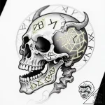 Tattoo sketch, fantasy skull with glowing run… – style Flux Inscriptions – tattoo sketch (24.11.2025 05:34)