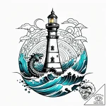 Kraken circling lighthouse in storm, tattoo f… – style Jagger Old – tattoo sketch (24.11.2025 05:43)