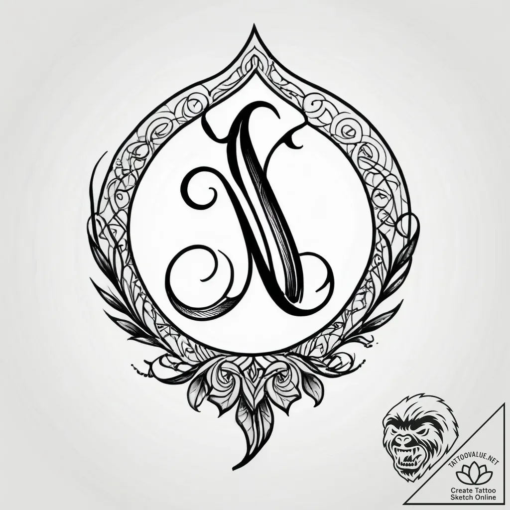 Tattoo design a hand writing a name or initia... - style Jagger Old - tattoo sketch (24.11.2025 05:55)