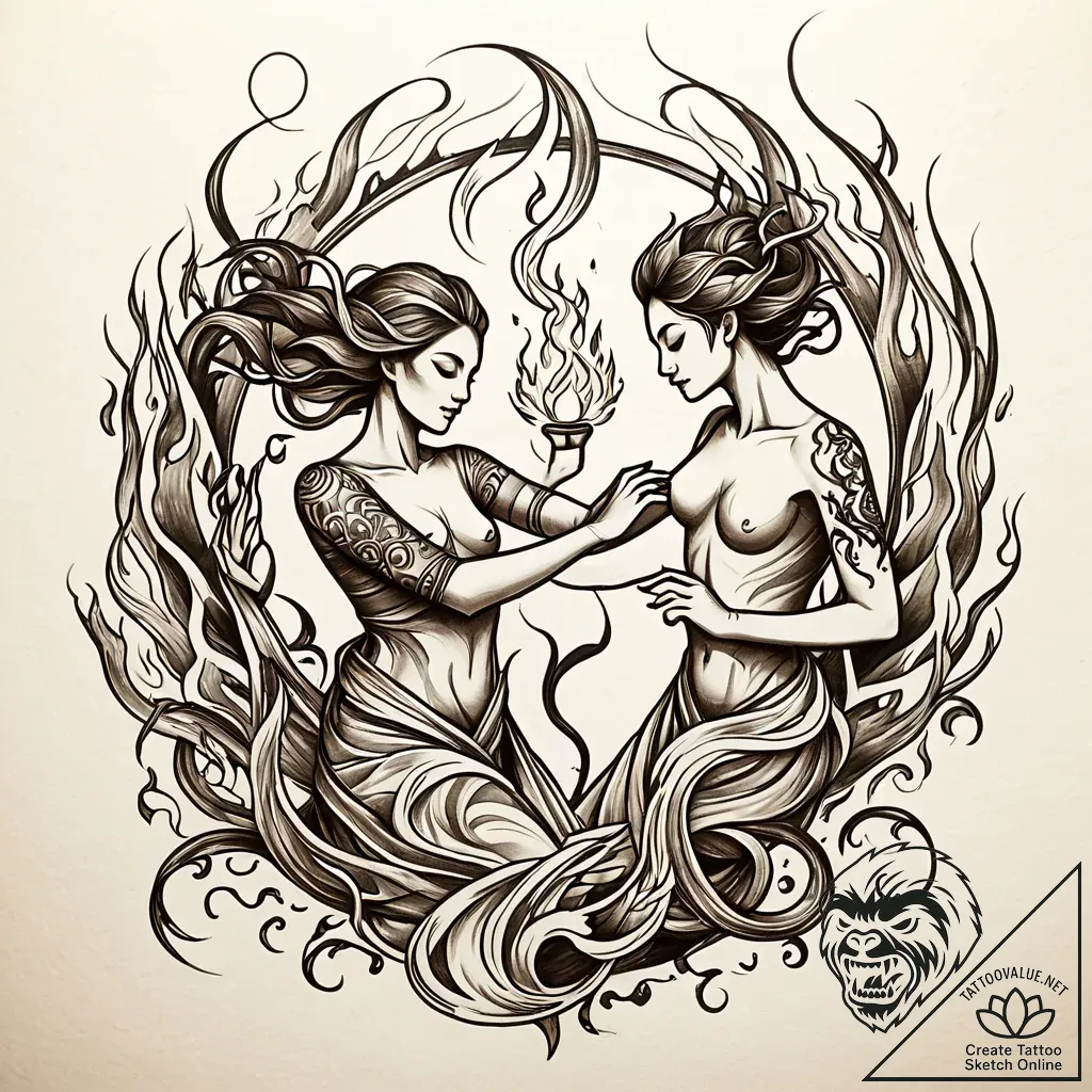 Tat tattoo sketch, intertwining water and fir... - style Jaeger Simple - tattoo sketch (24.11.2025 06:13)