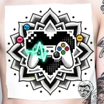 Tat tattoo sketch, pixelated heart beating wi… – style Flux Inscriptions – tattoo sketch (24.11.2025 06:22)