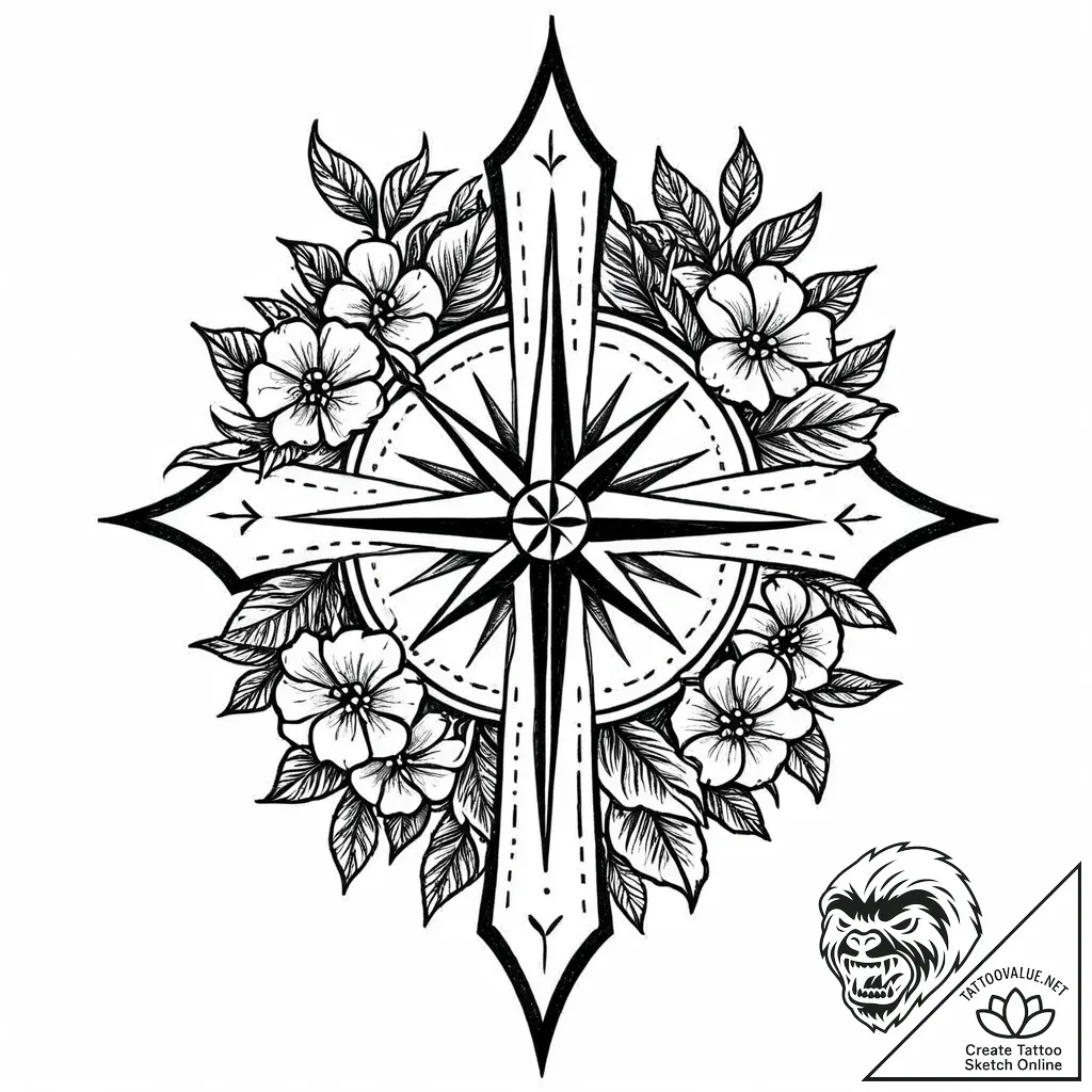 роза ветров, tattoo flash sheet design, sketc... - style Jaeger Mini - tattoo sketch (24.11.2025 06:27)