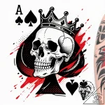 Queen of spades card with a skull face, ink i… – style Flux Inscriptions – tattoo sketch (24.11.2025 06:46)